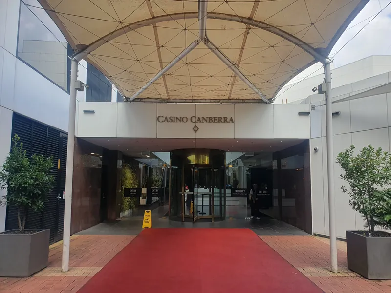 Covered entrance to Casino Canberra