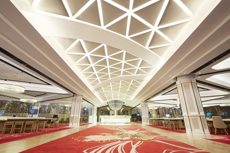 Bright main gaming hall at Casino Canberra
