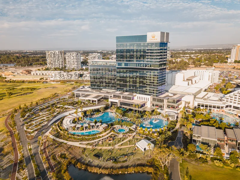 Aerial view of the Crown Perth resort