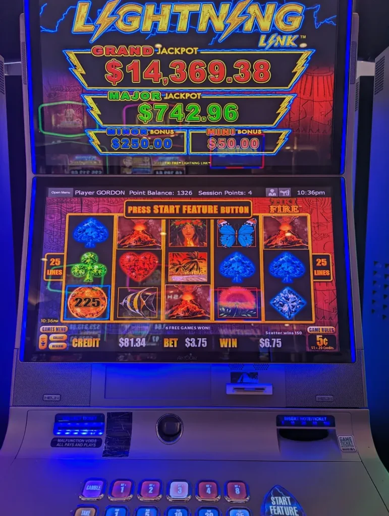 Close view of a slot machine at Crown Perth