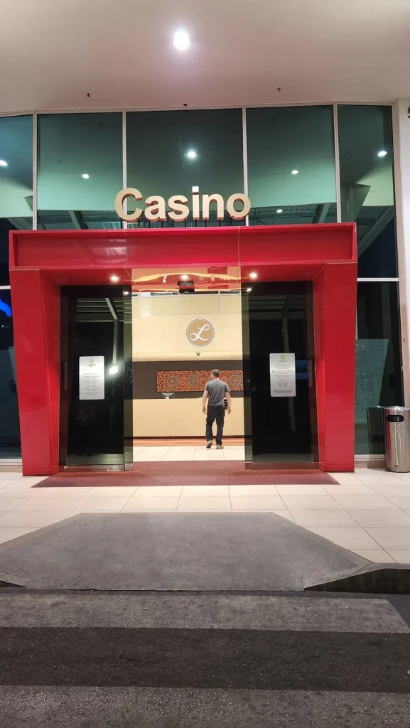 Red entrance to Lasseters Hotel Casino
