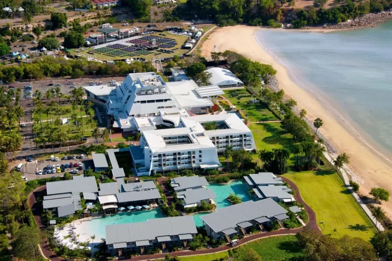 Aerial view of Mindil Beach Casino Resort by the beach
