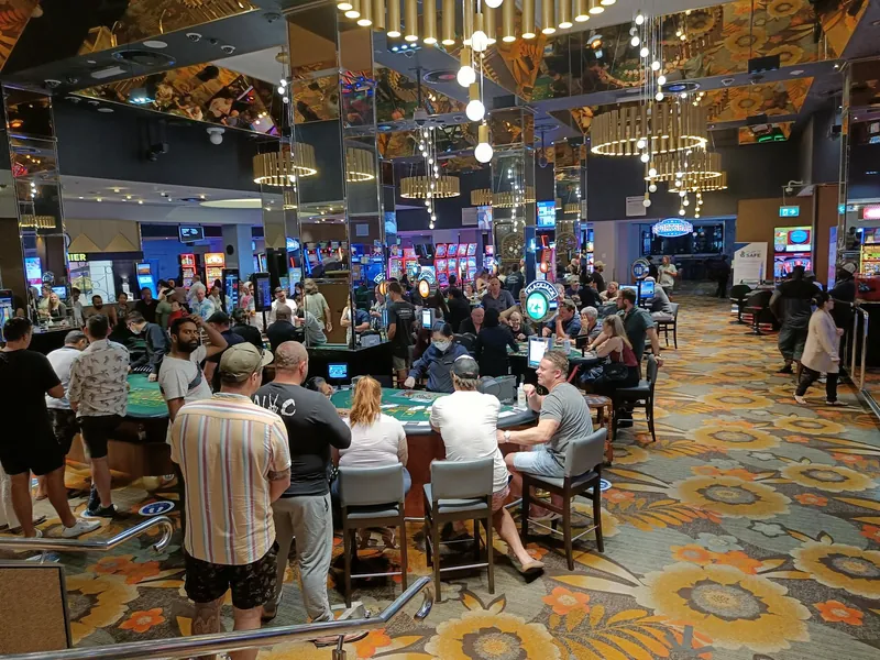 Busy gaming floor at Mindil Beach Casino Resort