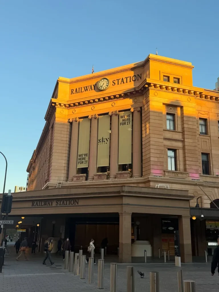Historic SkyCity Adelaide facade in daylight