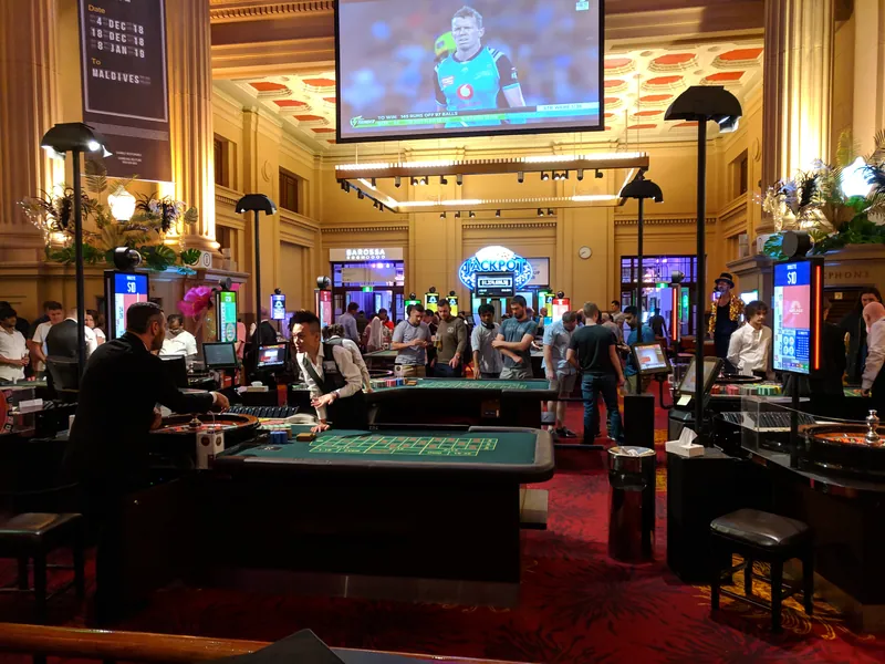 Gaming tables inside SkyCity Adelaide
