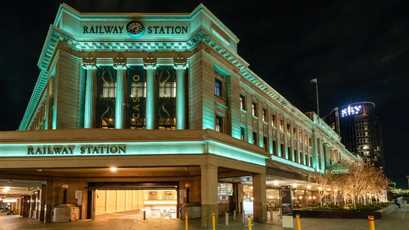 SkyCity Adelaide in the historic railway station at night