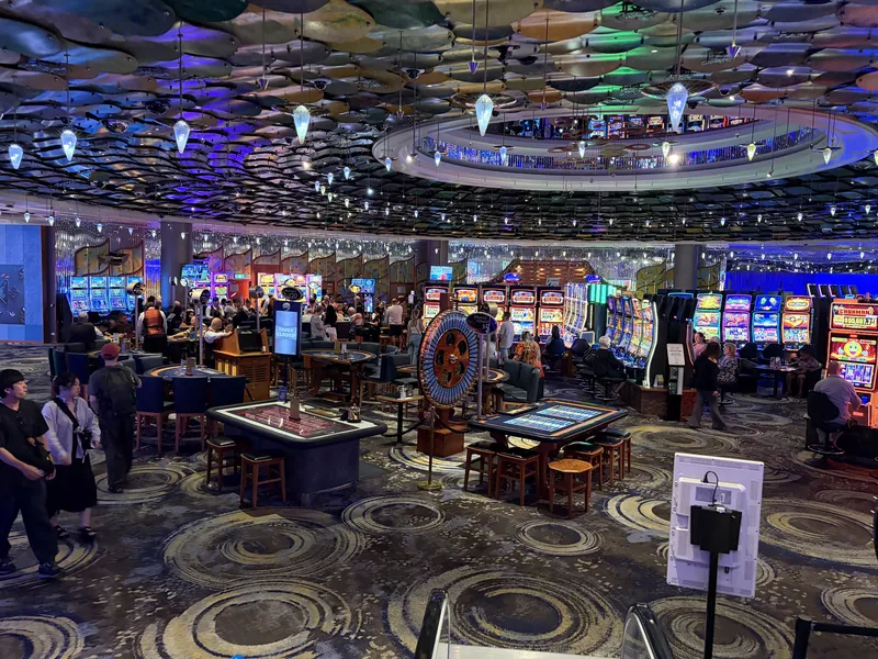 Colourful gaming hall at The Reef Hotel Casino