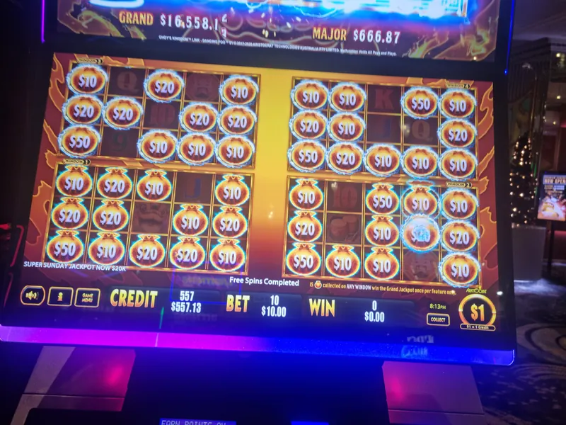 Close view of a slot machine at The Reef Hotel Casino