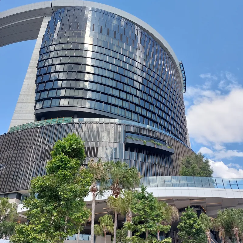 Curved glass facade of The Star Brisbane
