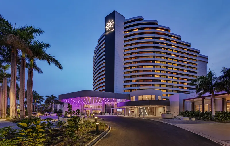 The Star Gold Coast hotel illuminated at night