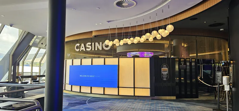Casino entrance at Wrest Point Casino Hotel in daylight